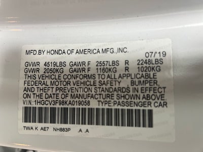 2019 Honda Accord Hybrid Touring