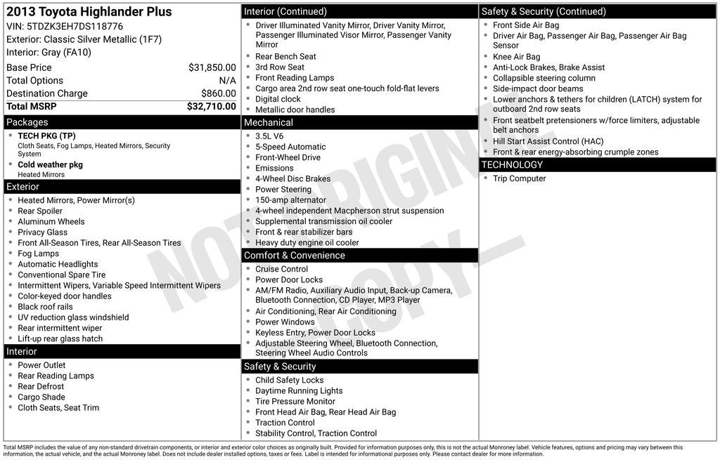 2013 Toyota Highlander Base Plus V6